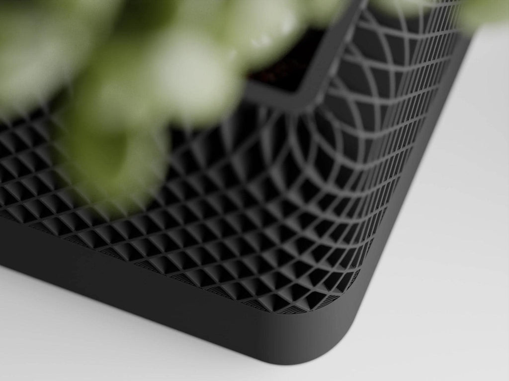 3D Printed Succulent Planter, Geometric Gyroid Mesh Pot, Minimalist Indoor Cactus Vase, Square PLA Plant Pot, Housewarming Gift