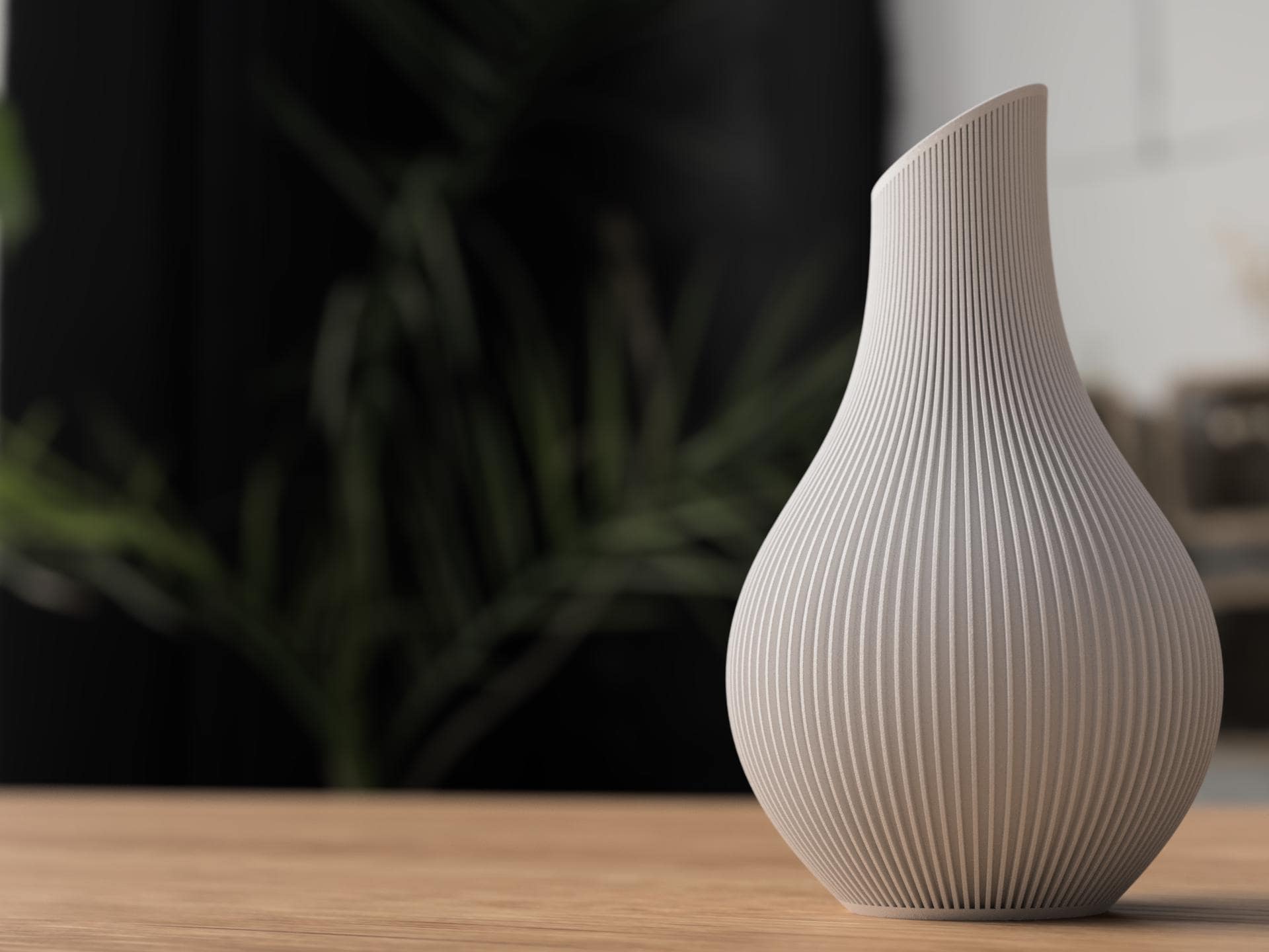 Shizu Japandi Ribbed Vase, Modern Scandinavian Minimalist Decor
