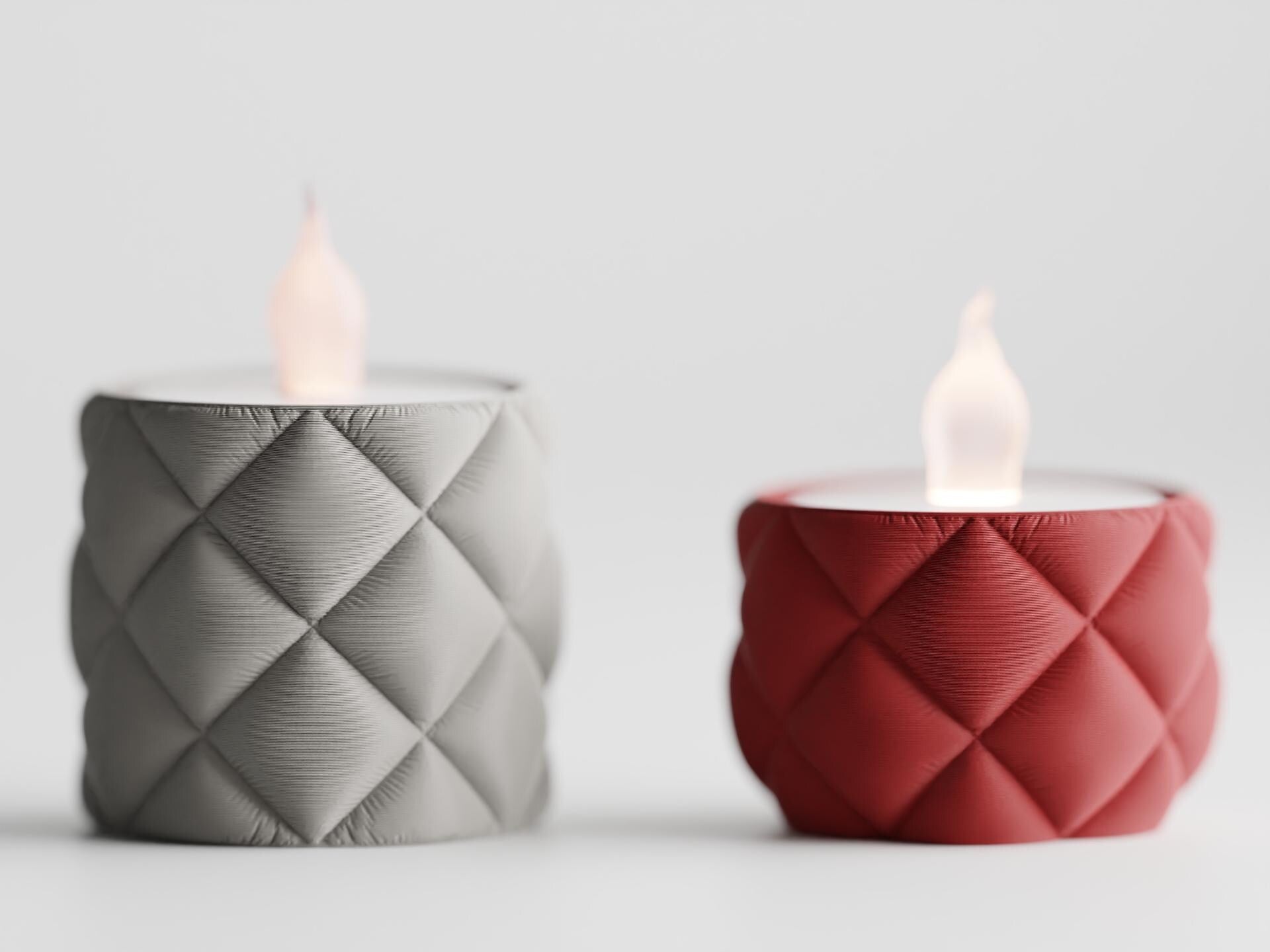 Quilted LED Tea light Holder | Modern Candle Decor | 3D Printed | Minimalist Home Accent