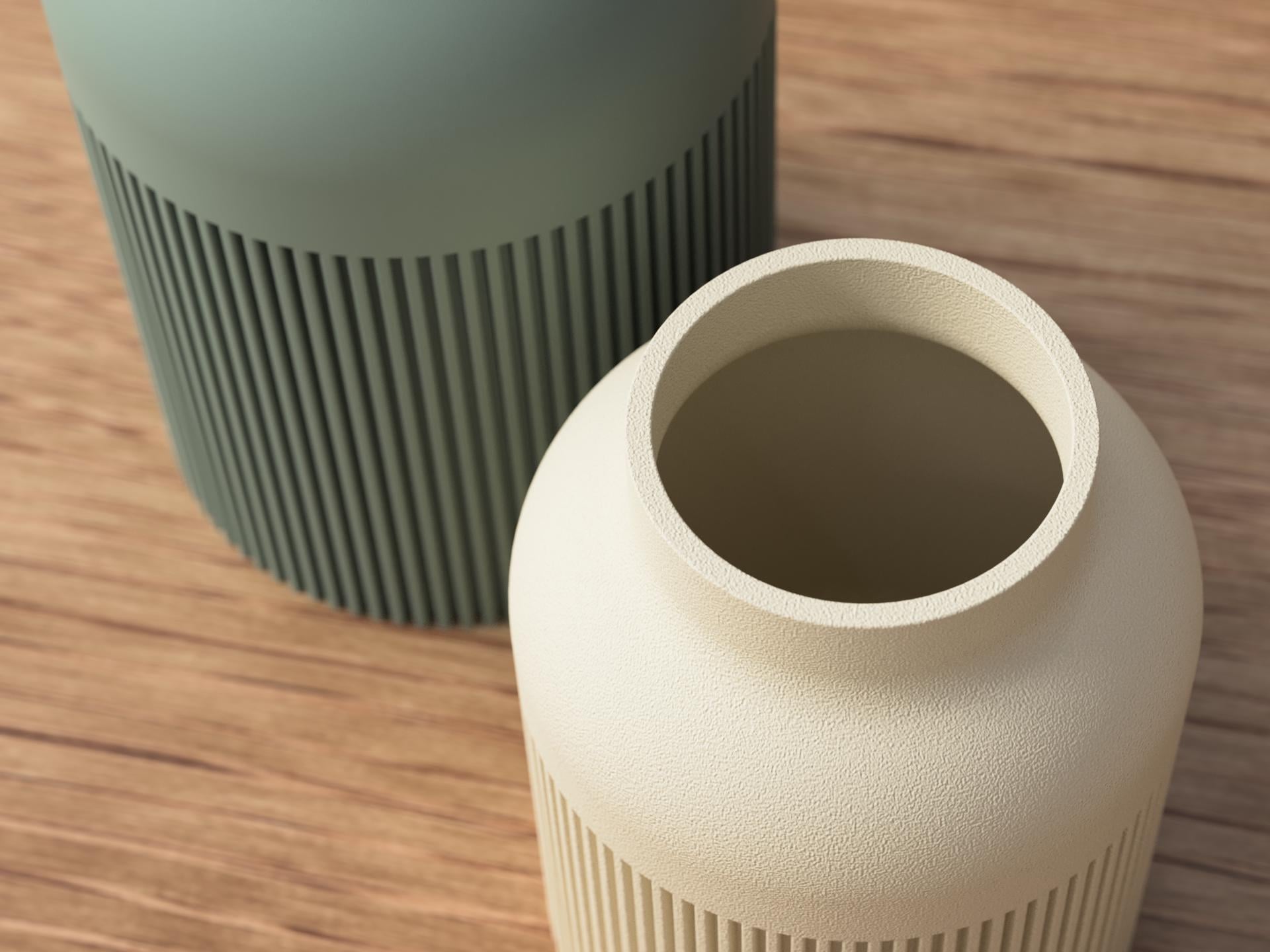 Ribbed Vase – Hiku Japandi Scandinavian Decor - 3D Printed