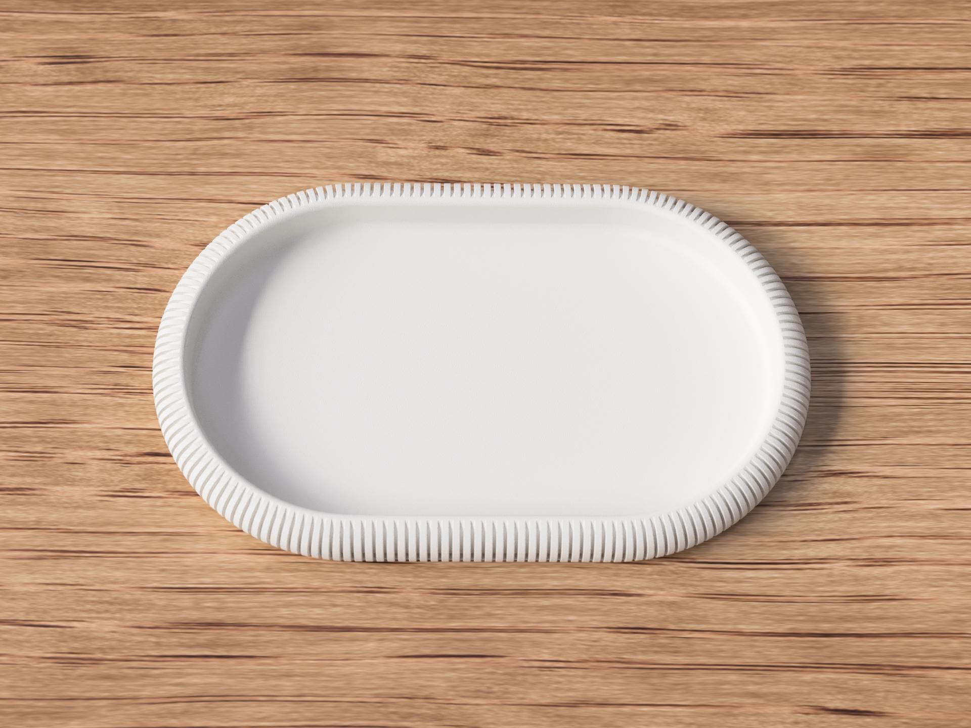 Decorative Tray - Minimalist Ribbed Oval Catchall - Scandinavian Home Decor