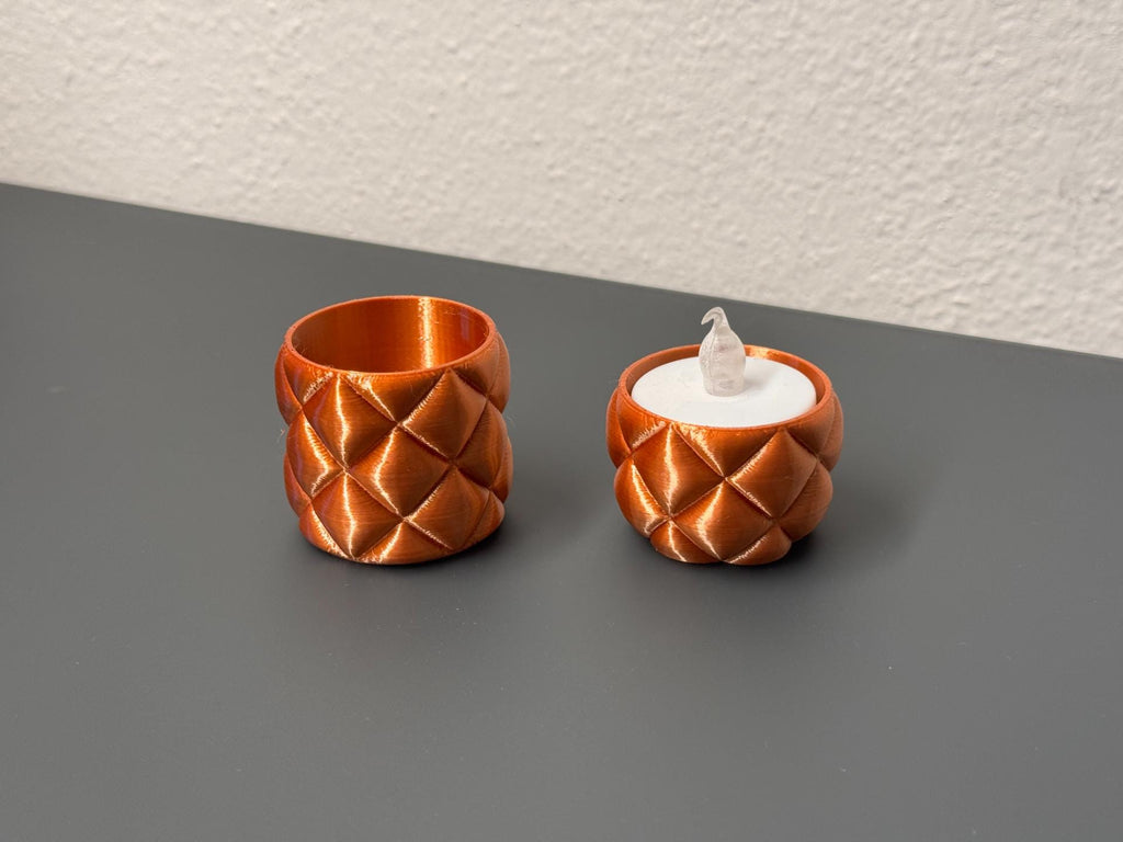 Quilted LED Tea light Holder | Modern Candle Decor | 3D Printed | Minimalist Home Accent