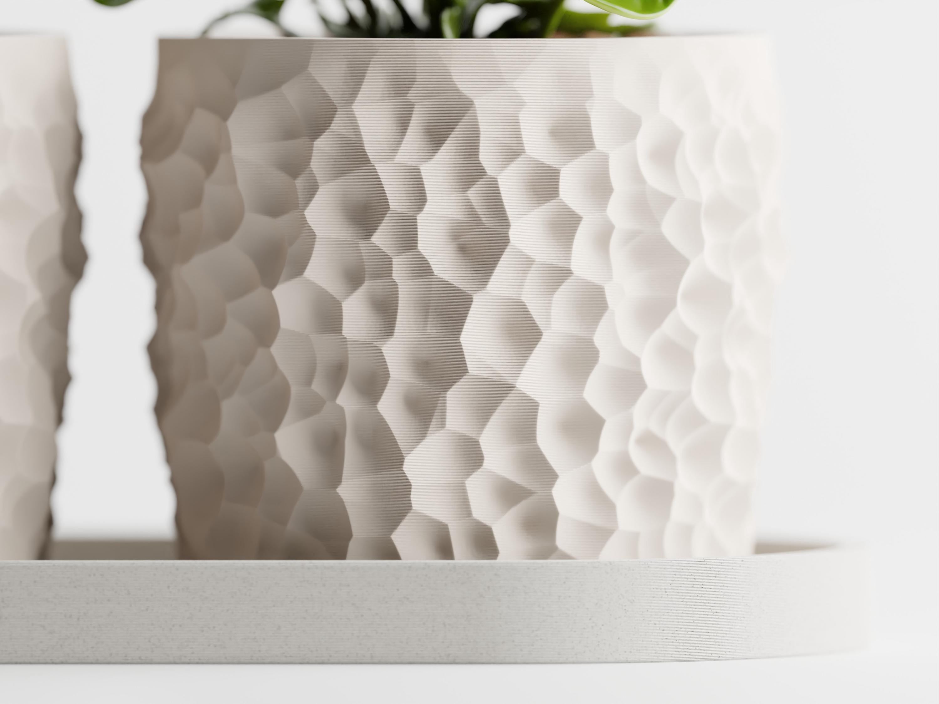 Piccola Trio Planter Set with Tray – Modern Textured Succulent Pots | Minimalist Indoor Plant Decor