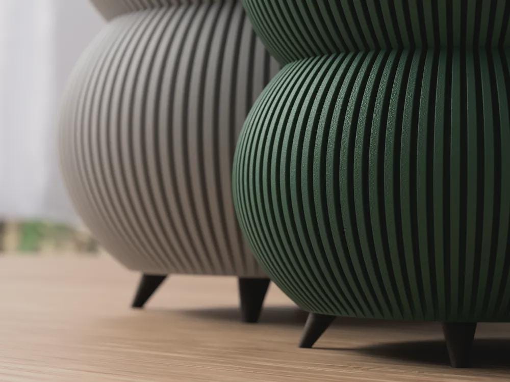 3D Printed Ribbed Planter With Legs, Bubble Succulent Pot, Modern Minimalist Flower Pot, Scandinavian Indoor Plant Pot, Boho Shelf Decor