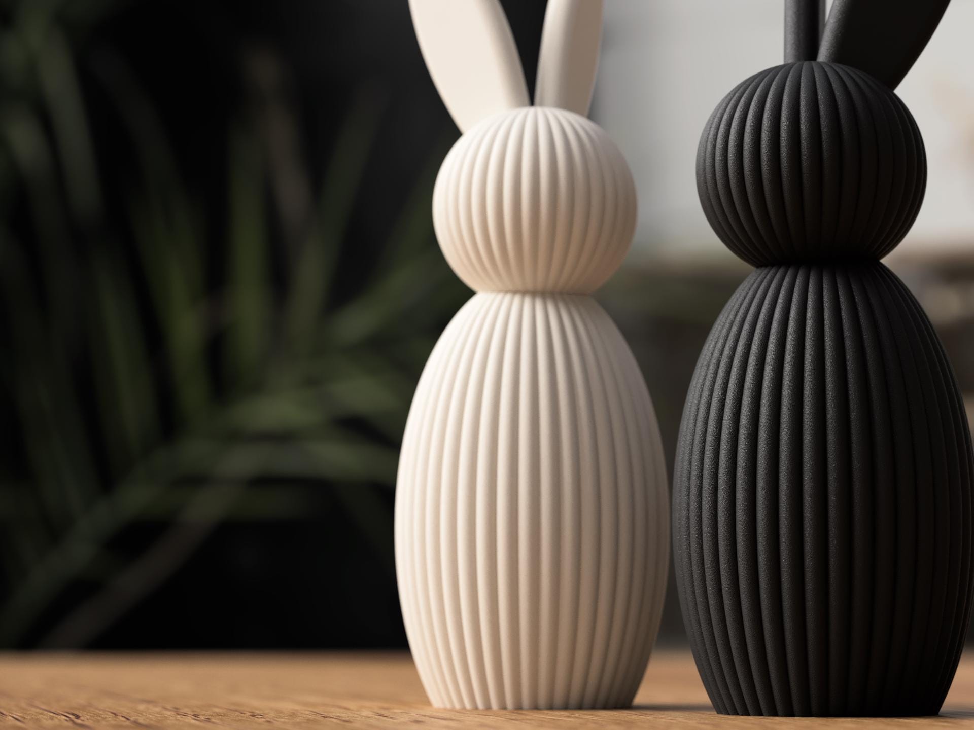 Ribbed Bunny Figurine | Modern Scandinavian Easter Decor, Rabbit Home Accent