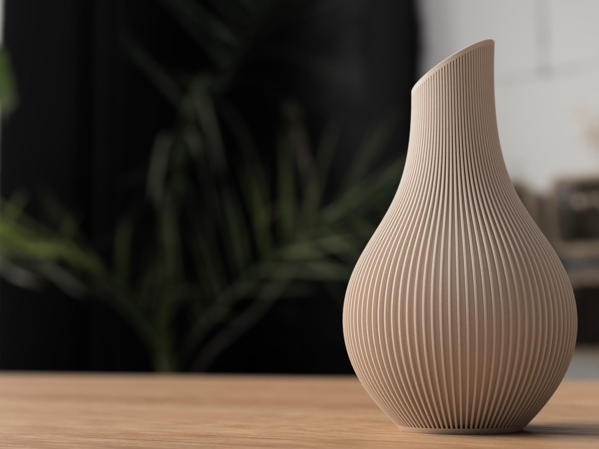 Shizu Japandi Ribbed Vase, Modern Scandinavian Minimalist Decor