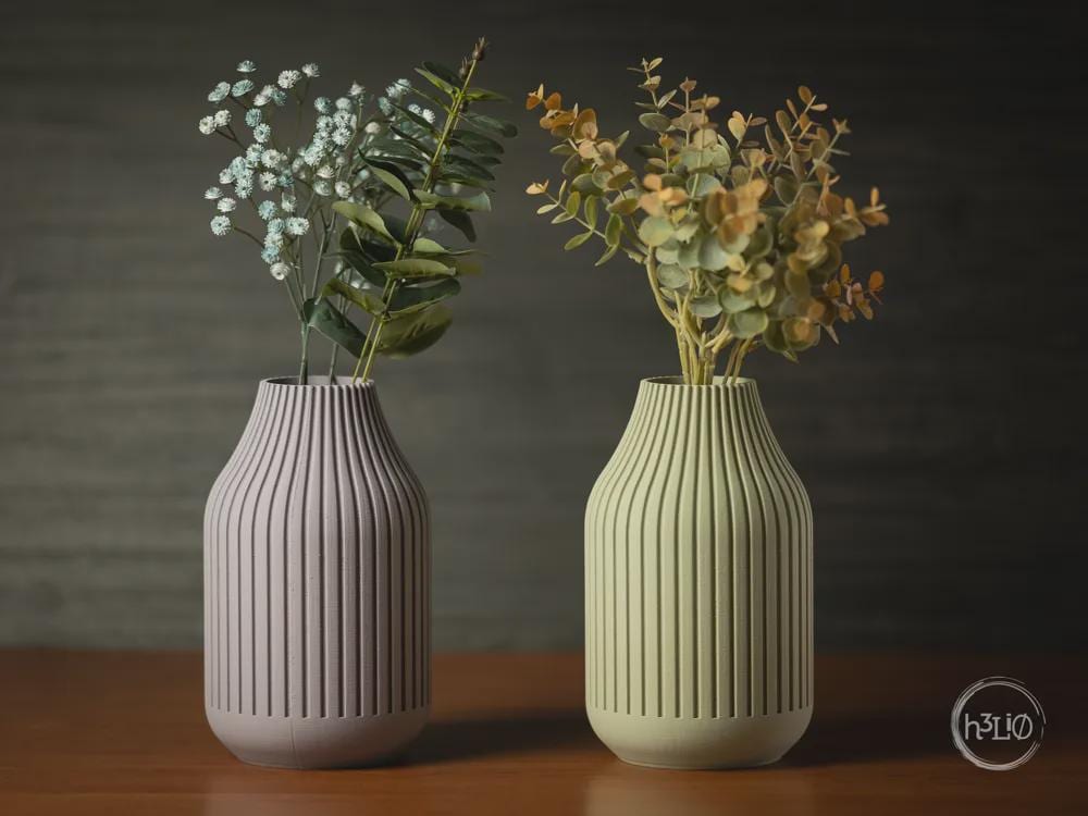 Strata Ribbed Vase | Matte Decorative Flower Decor