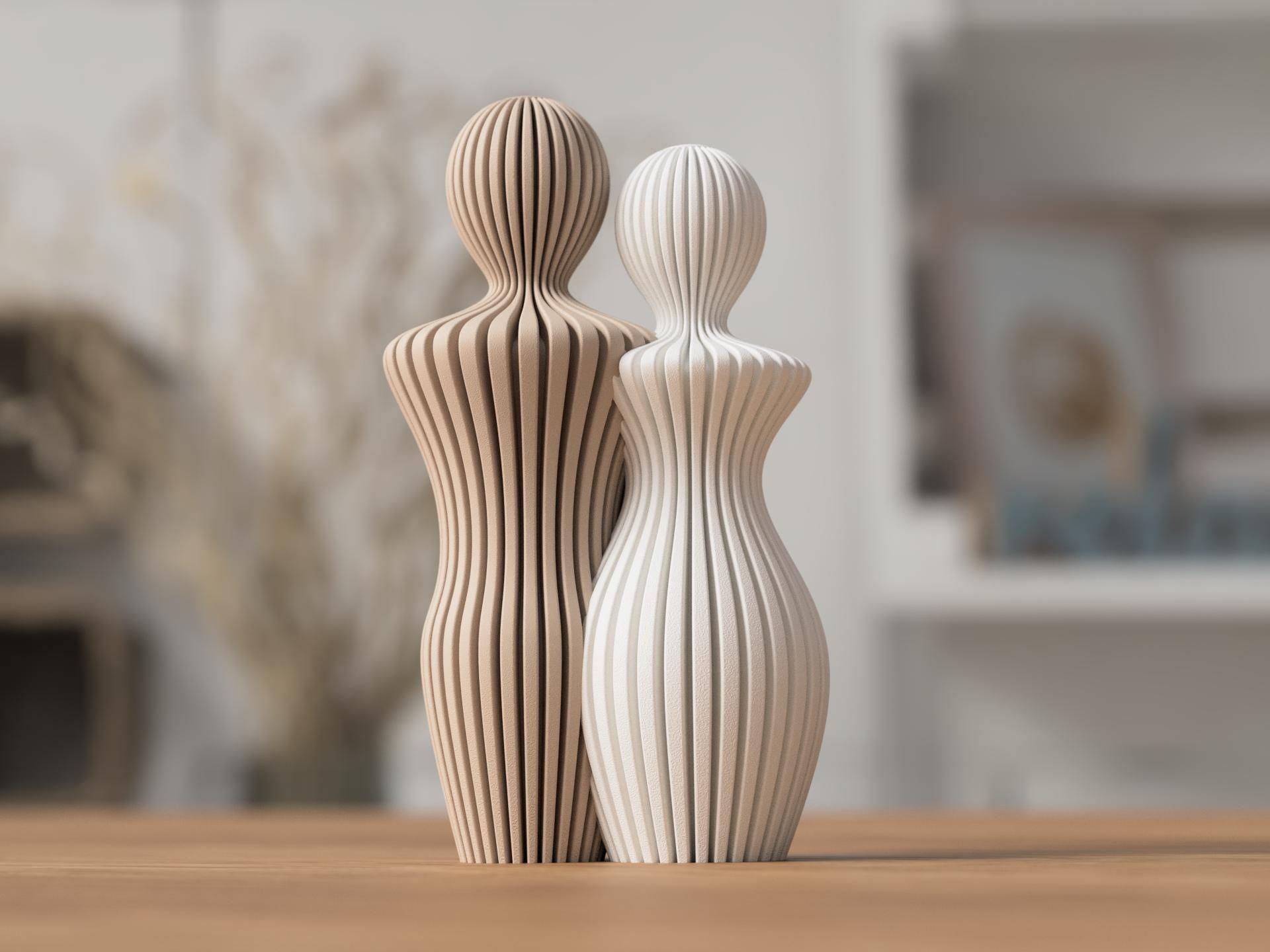 Minimalist Couple Statue – Modern Abstract Lovers Sculpture – Japandi Home Decor – Wedding / Anniversary Present