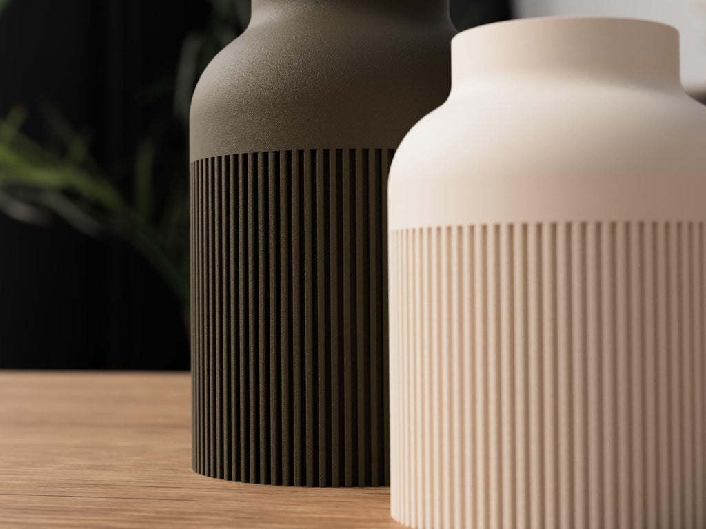 Ribbed Vase – Hiku Japandi Scandinavian Decor - 3D Printed