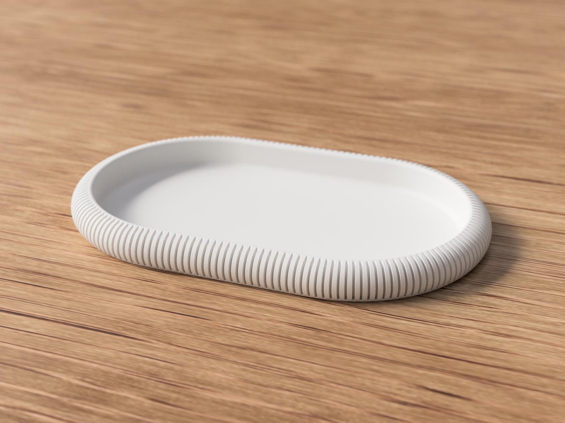Decorative Tray - Minimalist Ribbed Oval Catchall - Scandinavian Home Decor