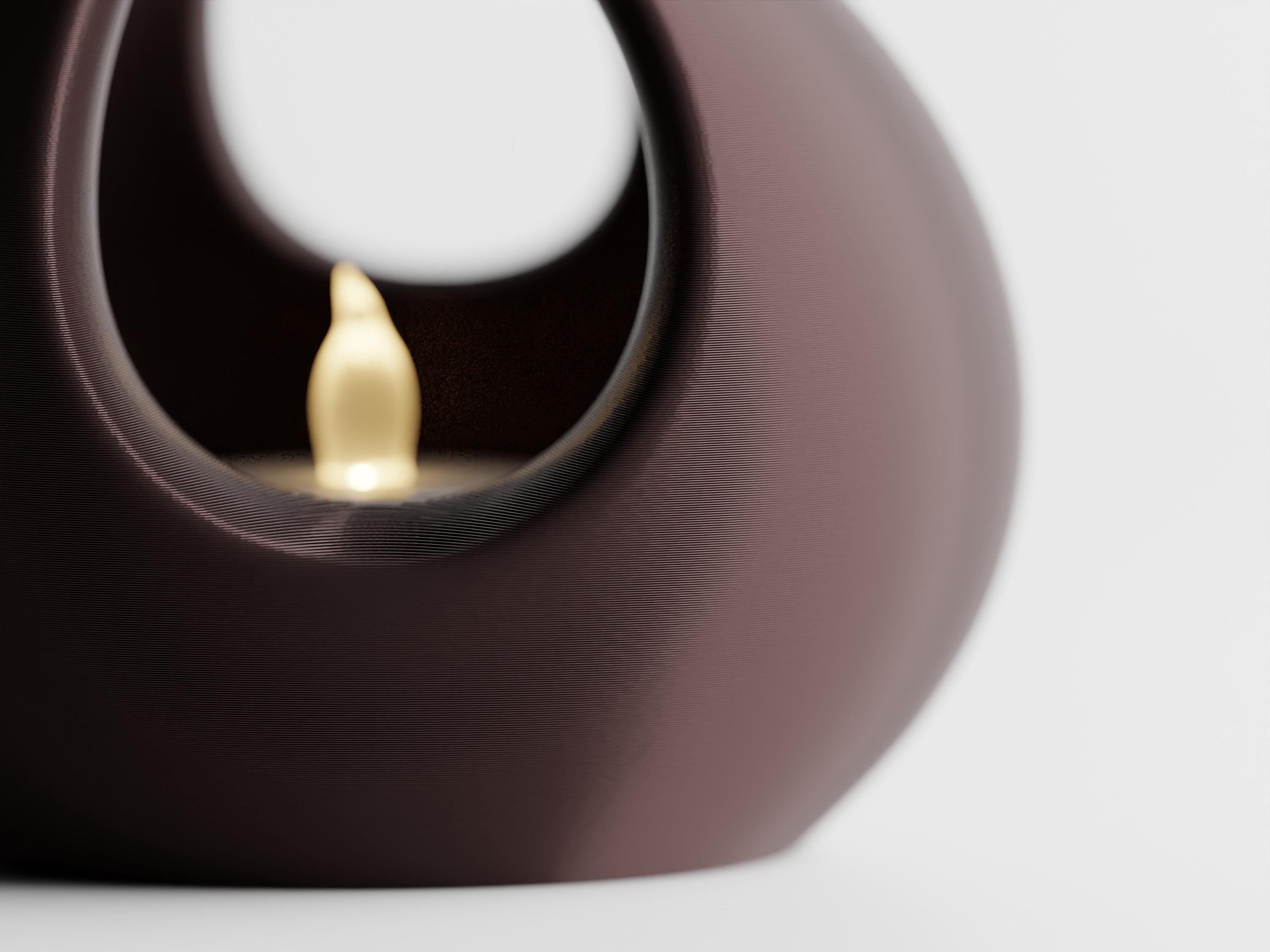 Pyrra Tealight Holder, Modern Flame Sculpture, LED Candle Holder, Contemporary Home Decor