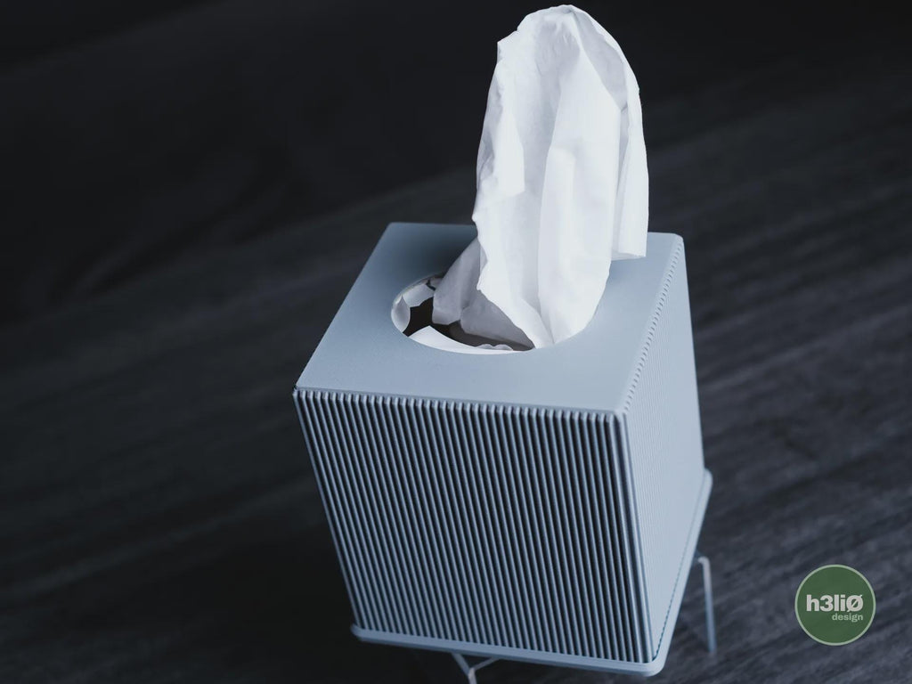 Modern Tissue Holder, Ribbed Kleenex Organizer, Minimalist Bathroom Accessory, Square & Rectangle Design