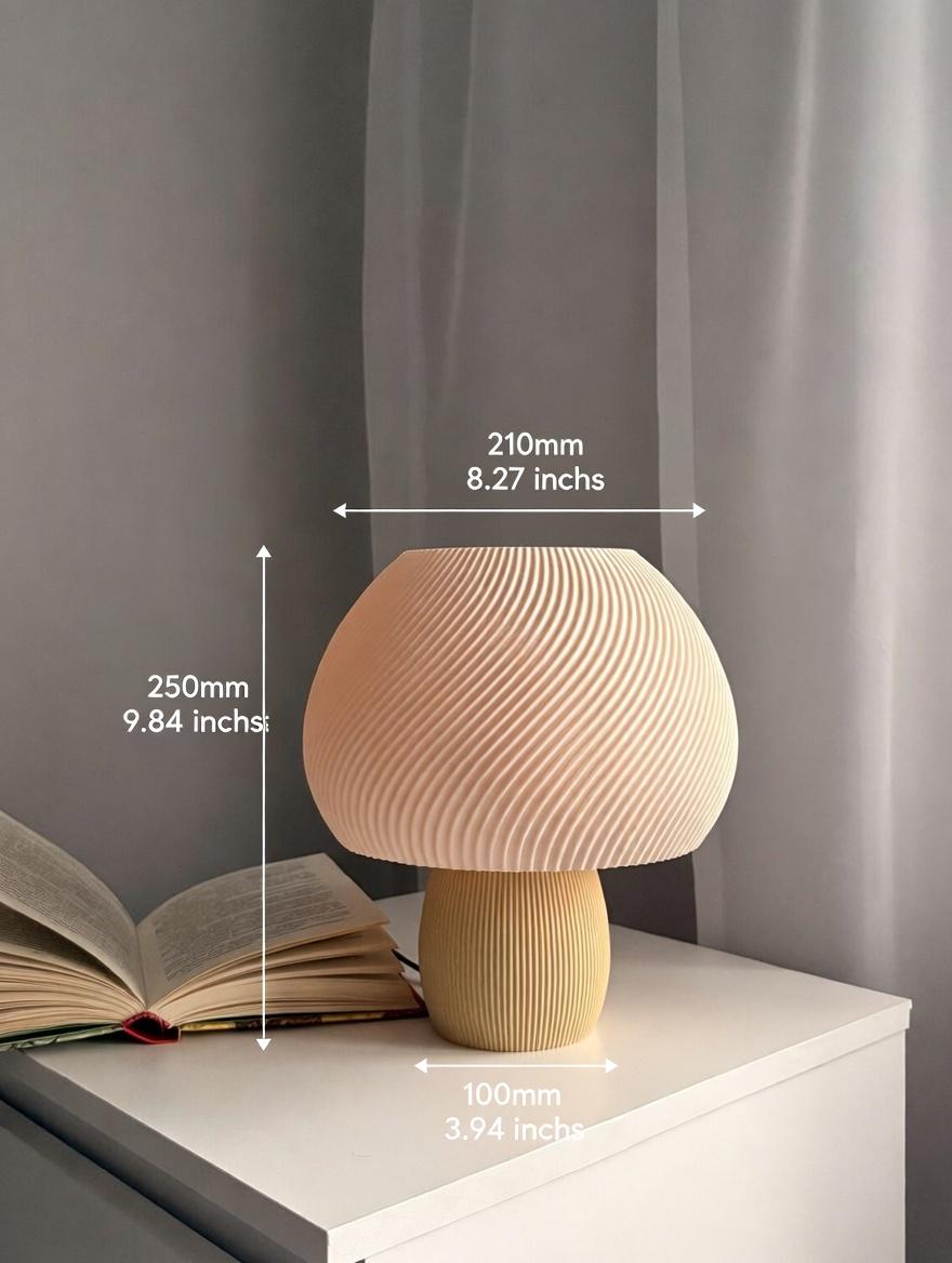 Mushroom Lamp – Modern Table Lamp for Cozy Home Decor, 3D Printed Night Light