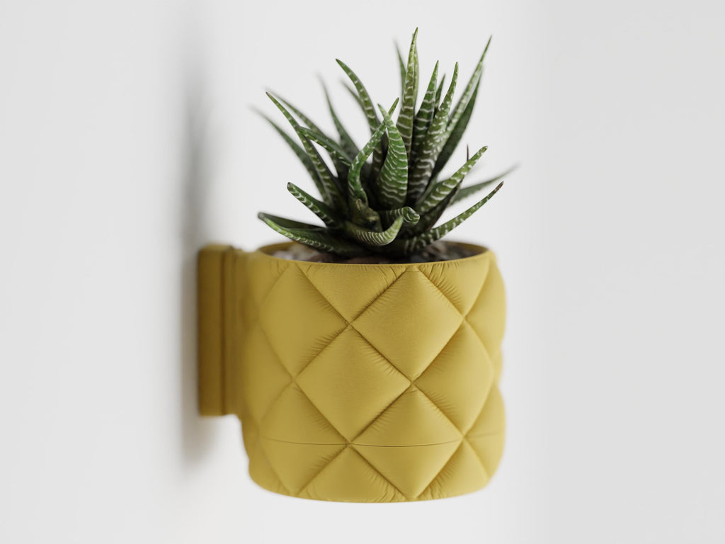 Quilted Wall Planter | Wall Mount + Drip Tray | Modern Boho Plant Decor | Inflated Fabric Pot