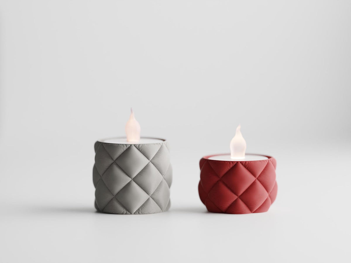 Quilted LED Tea light Holder | Modern Candle Decor | 3D Printed | Minimalist Home Accent
