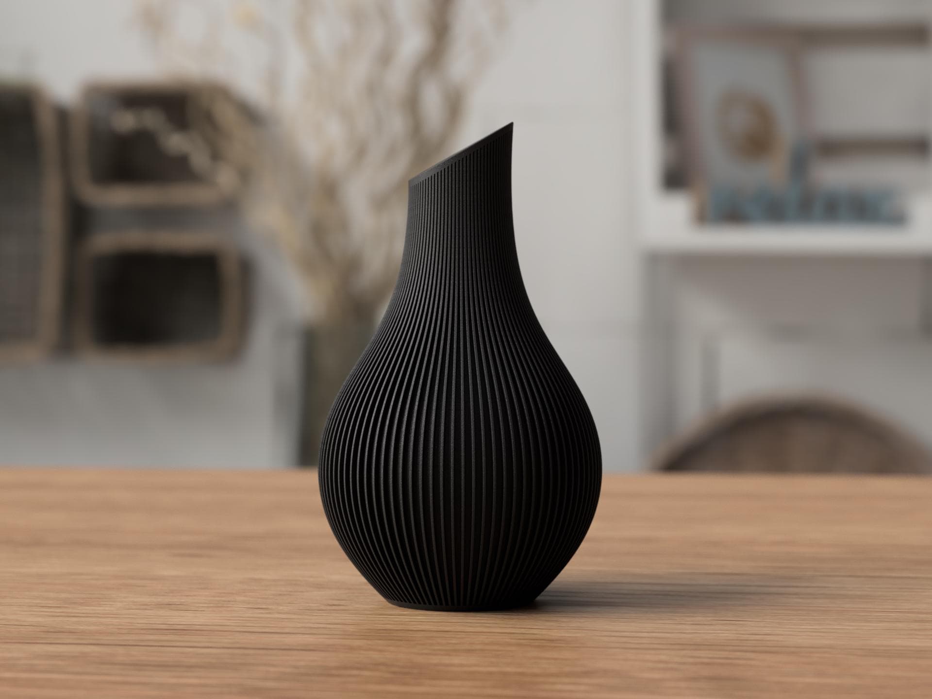 Shizu Japandi Ribbed Vase, Modern Scandinavian Minimalist Decor
