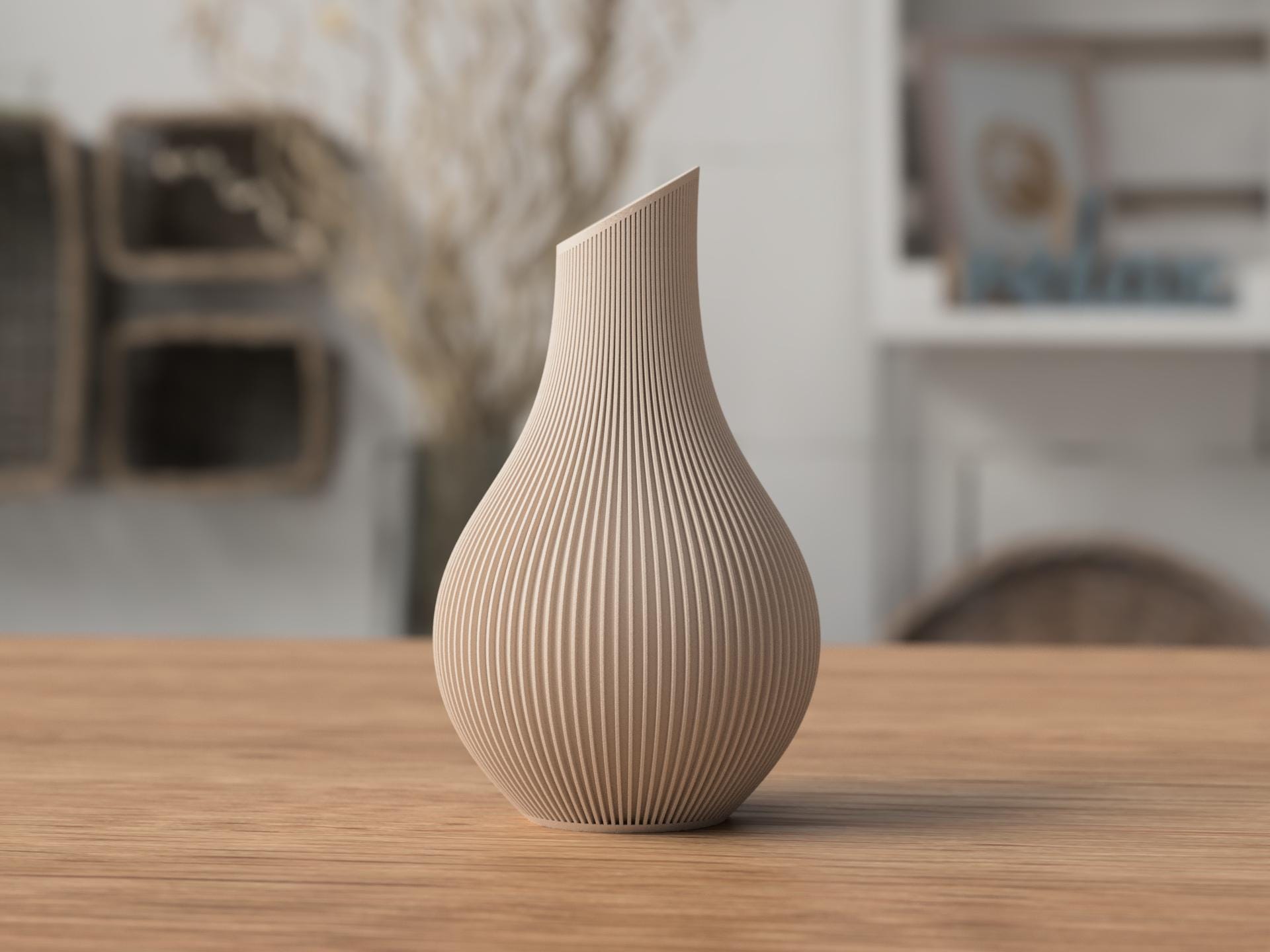 Shizu Japandi Ribbed Vase, Modern Scandinavian Minimalist Decor