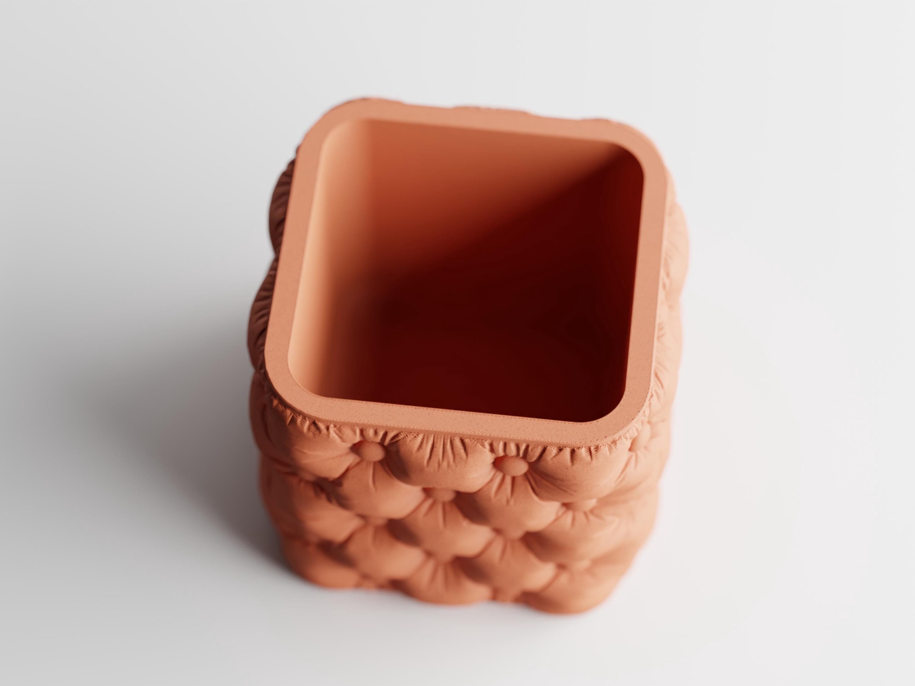Chesterfield Style Tufted Button Planter, 3D Printed Quilted Succulent Pot
