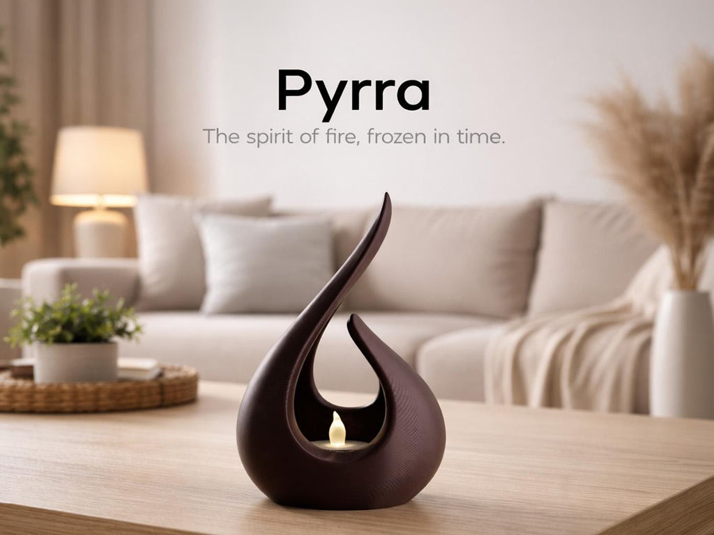 Pyrra Tealight Holder, Modern Flame Sculpture, LED Candle Holder, Contemporary Home Decor