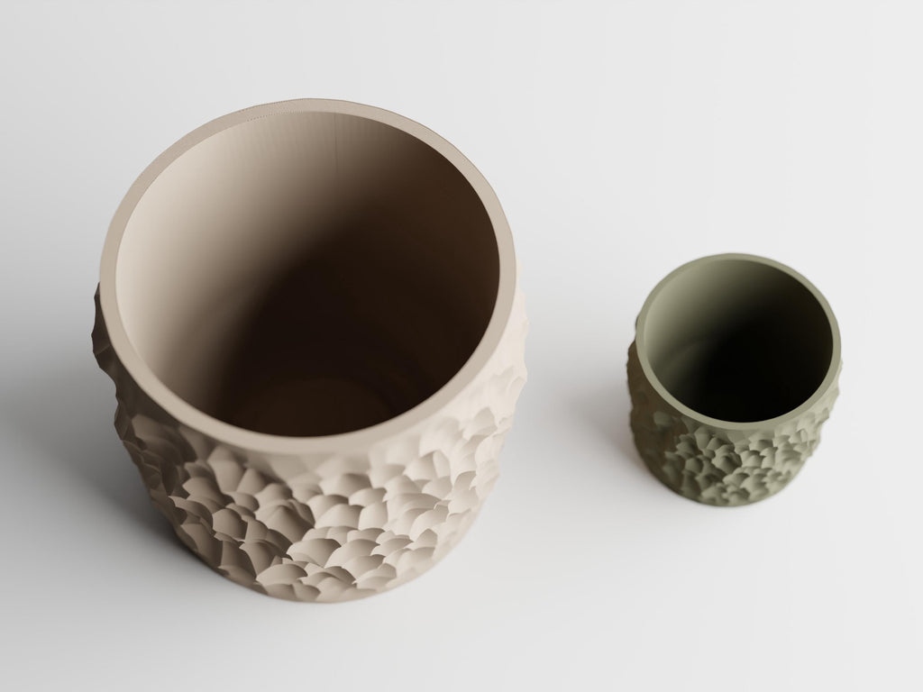 Cratera Textured Planter Pot, Stone Effect 3D Printed Plant Pot, Indoor Decorative Houseplant