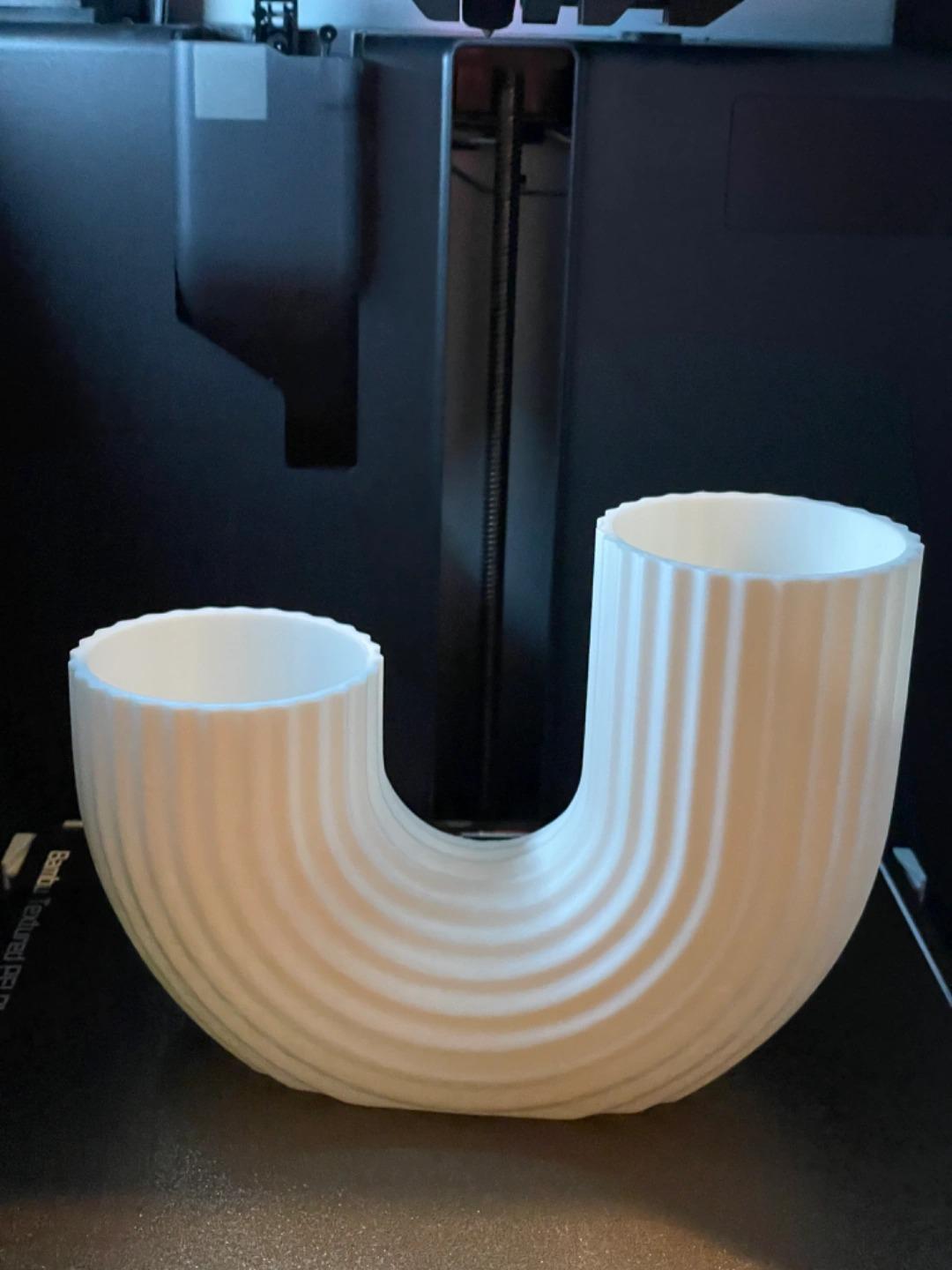 Modern U Shape Vase | Minimalist Ribbed Vase | Contemporary Home Decor