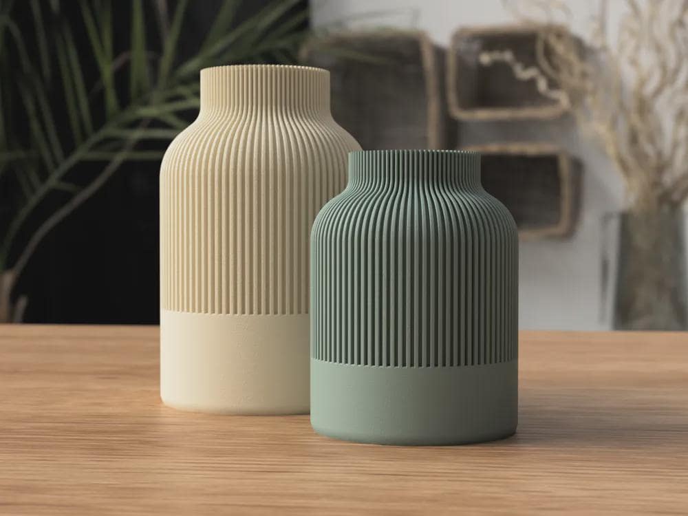 Japandi Ribbed Vase – Modern Scandinavian Home Decor – Textured Minimalist Vase