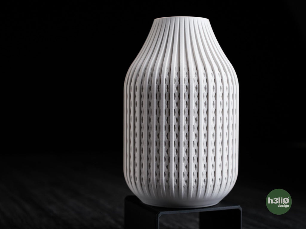 Porto Vase, Ribbed Geometric Architectural Decor, 3D Printed Matte Flower Vase