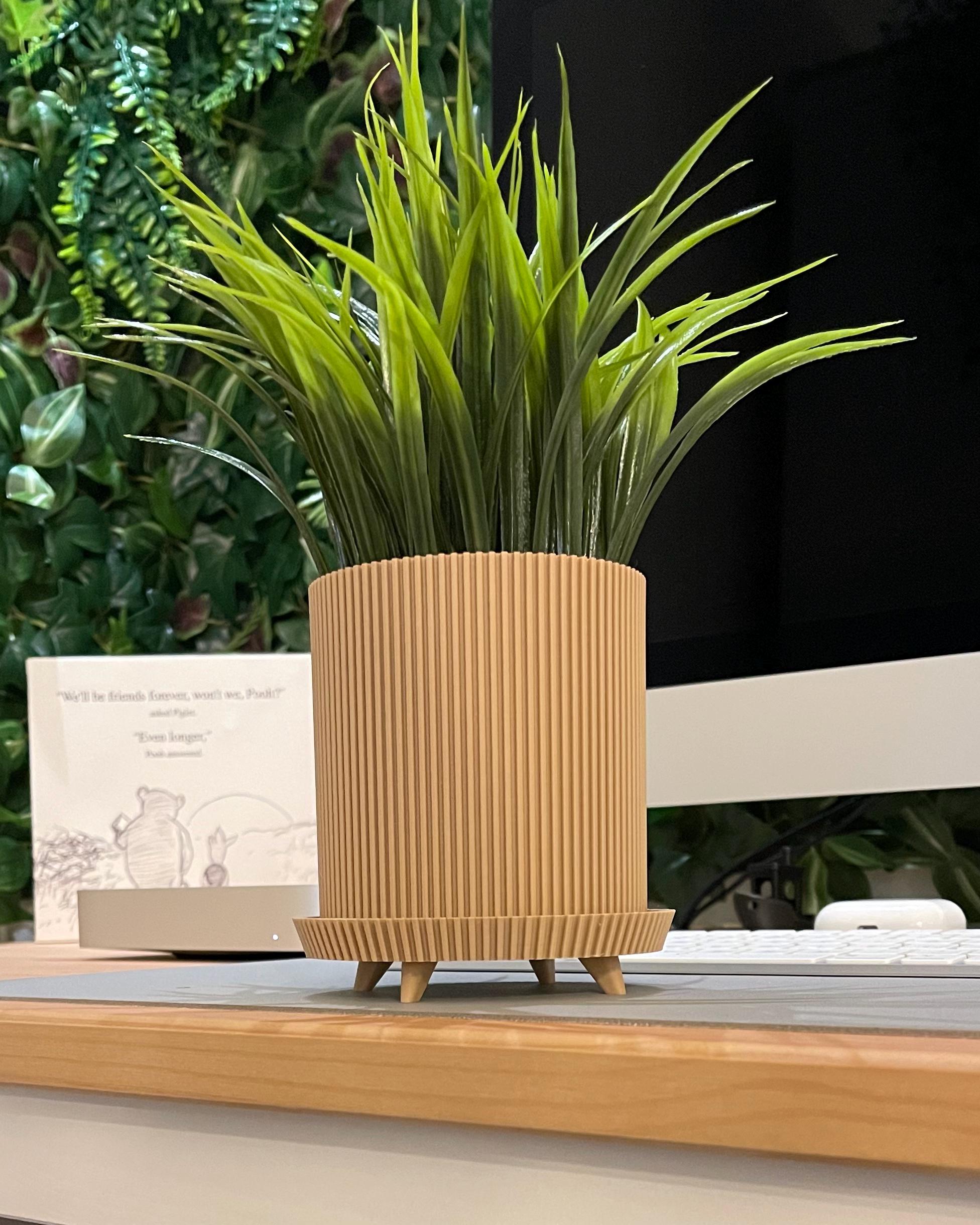 Ribbed Plant Pot with Legs | Japandi Planter | Indoor Flower Pot