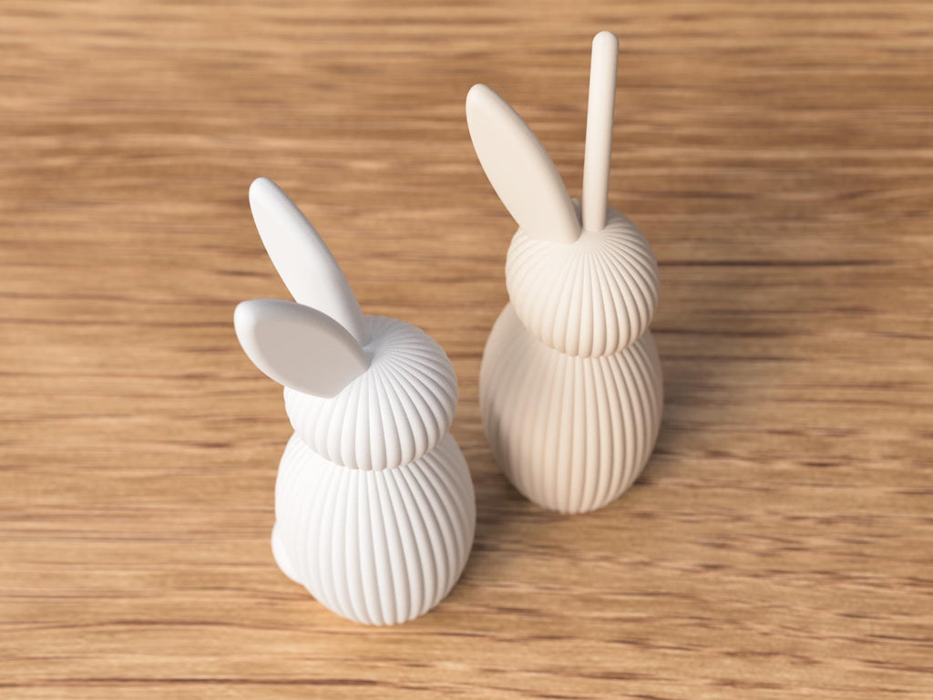 Ribbed Bunny Figurine | Modern Scandinavian Easter Decor, Rabbit Home Accent