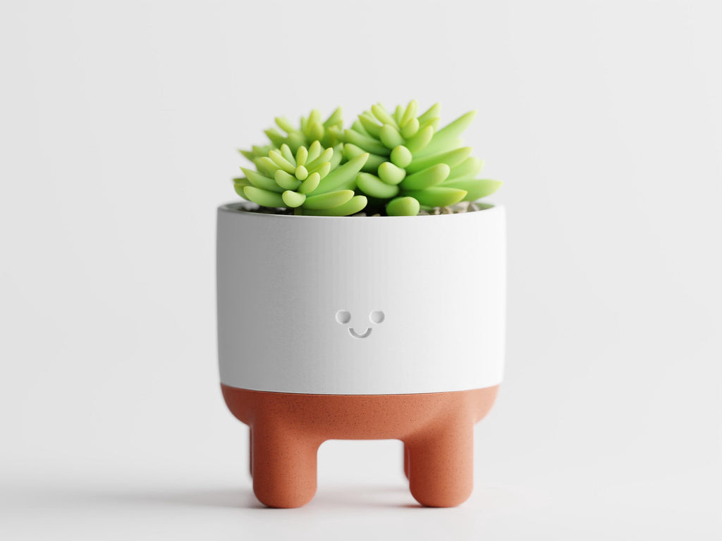 Melo Smiley Face Plant Pot with Legs | Two-Part Mix & Match Design