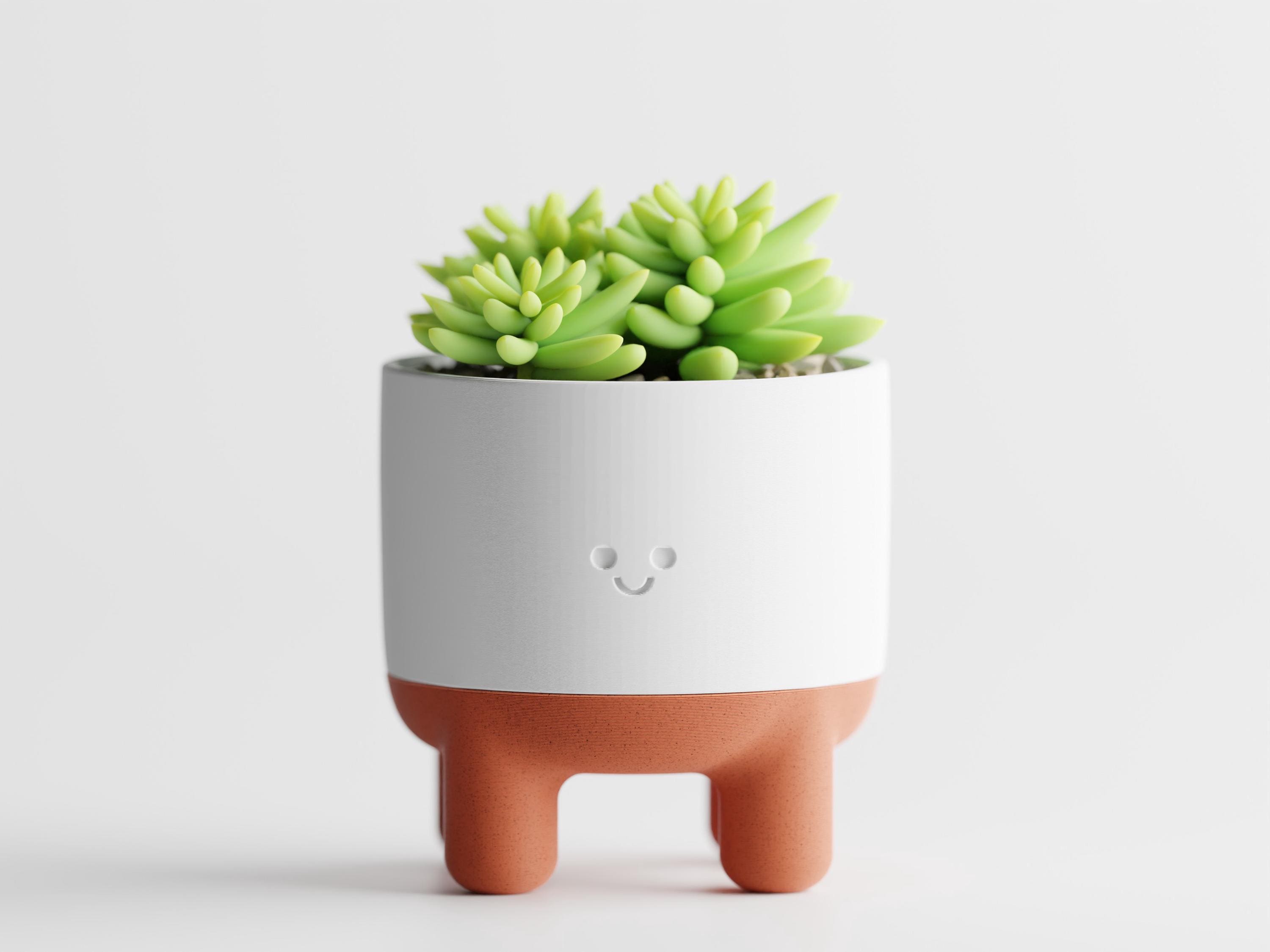 Melo Smiley Face Plant Pot with Legs | Two-Part Mix & Match Design