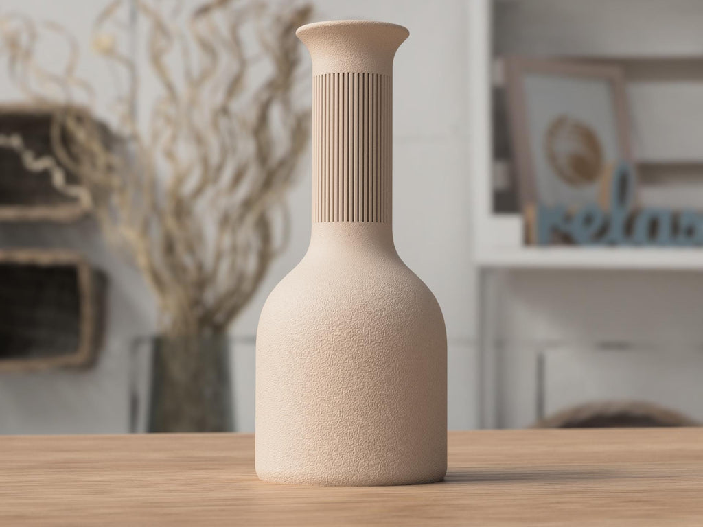 Two Tone Japandi Vase, Textured Ribbed 3D Printed Bud Vase, Minimalist Decor