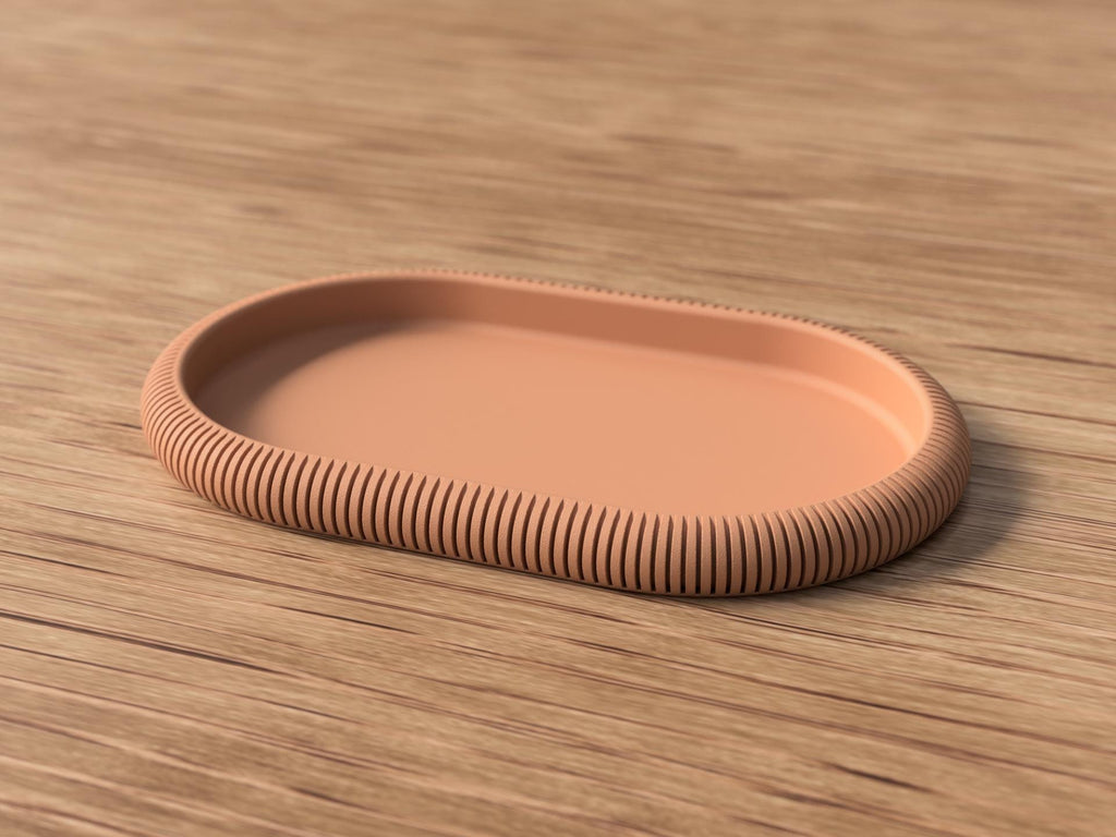 Decorative Tray - Minimalist Ribbed Oval Catchall - Scandinavian Home Decor