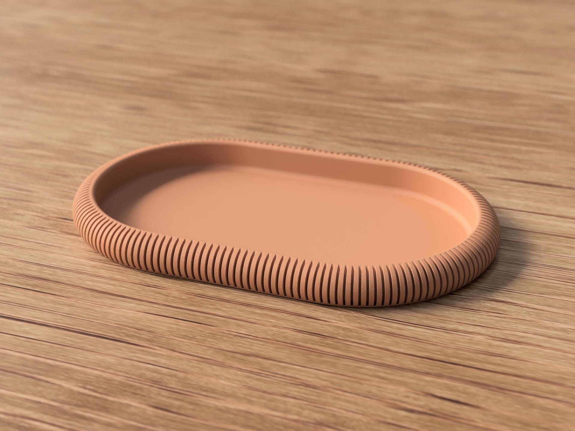 Decorative Tray - Minimalist Ribbed Oval Catchall - Scandinavian Home Decor