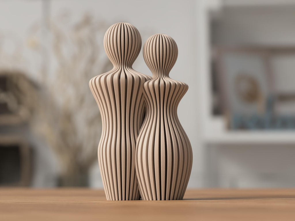 Minimalist Couple Statue – Modern Abstract Lovers Sculpture – Japandi Home Decor – Wedding / Anniversary Present