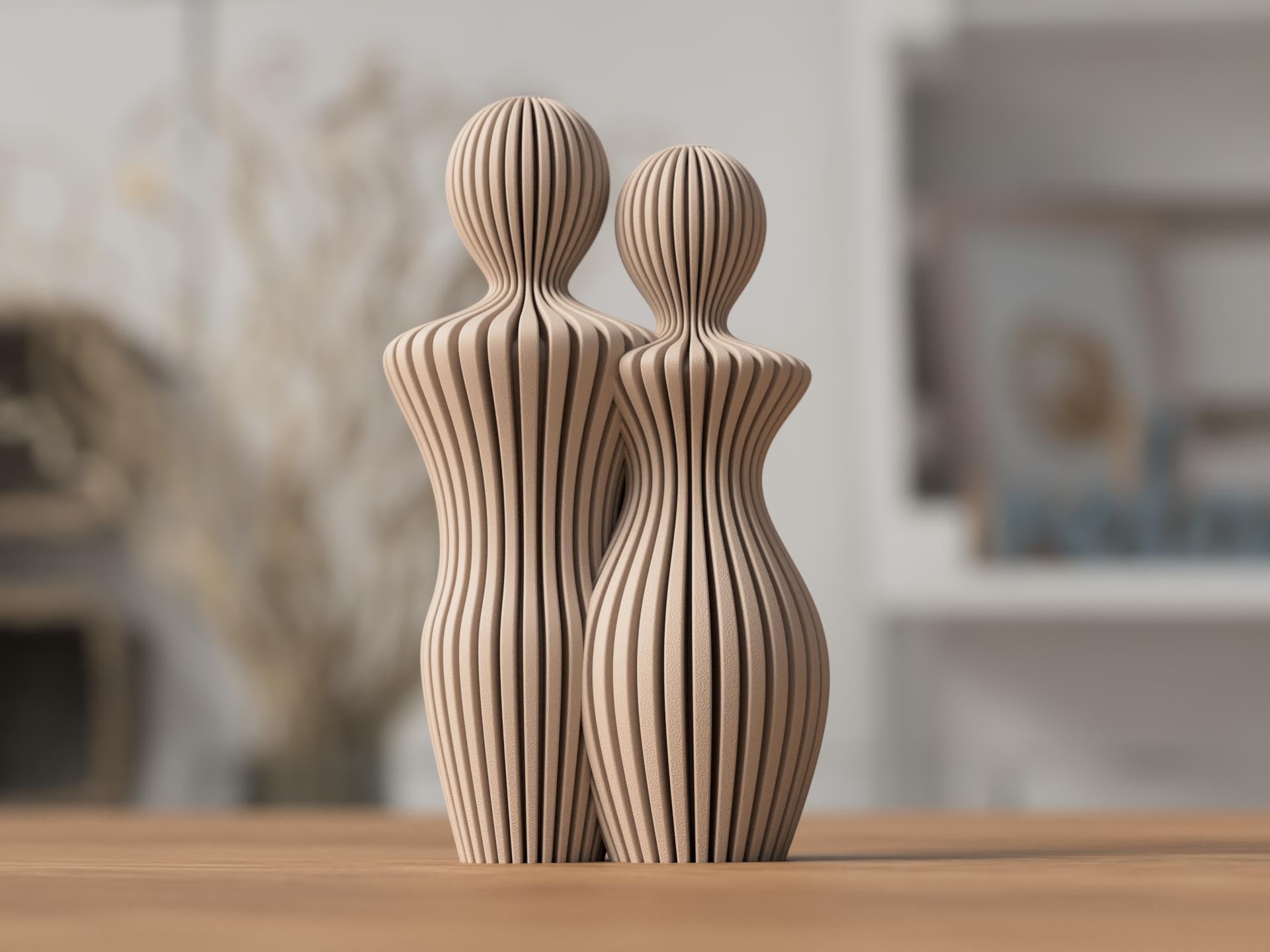 Minimalist Couple Statue – Modern Abstract Lovers Sculpture – Japandi Home Decor – Wedding / Anniversary Present