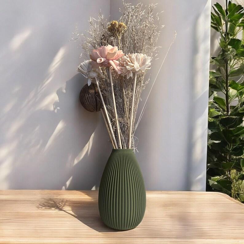 Solstice Ribbed 3D Printed Vase - Modern Boho Home Decor