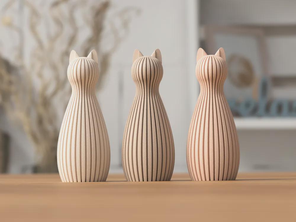 Ribbed Family Sculpture: Modern Minimalist Statue