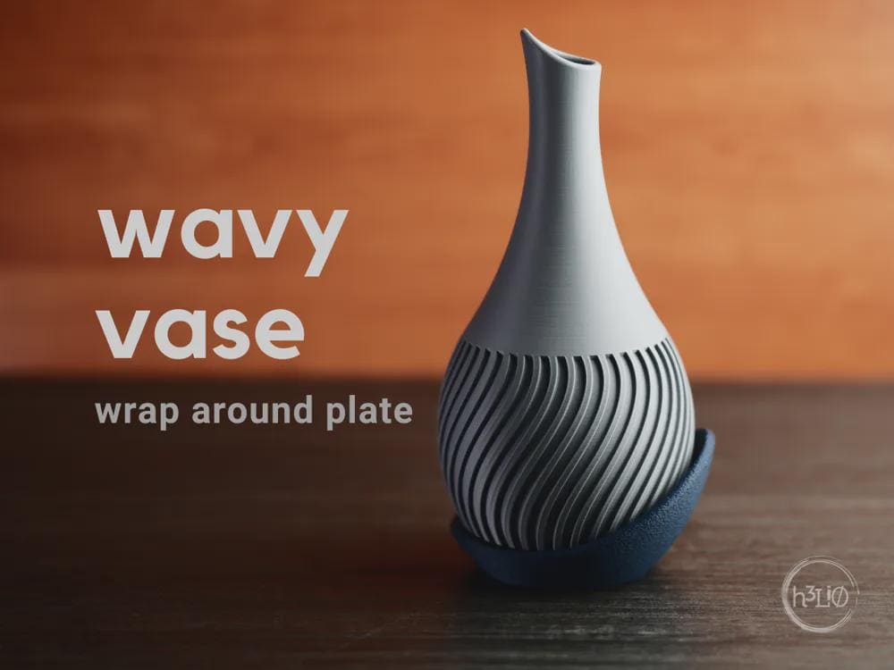 Vase ondulé avec plaque enveloppante | Décoration d'intérieur minimaliste | Sculptural | Décoration de bureau contemporaine