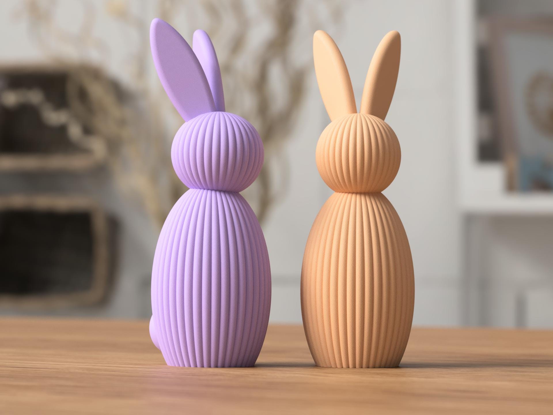 Ribbed Bunny Figurine | Modern Scandinavian Easter Decor, Rabbit Home Accent