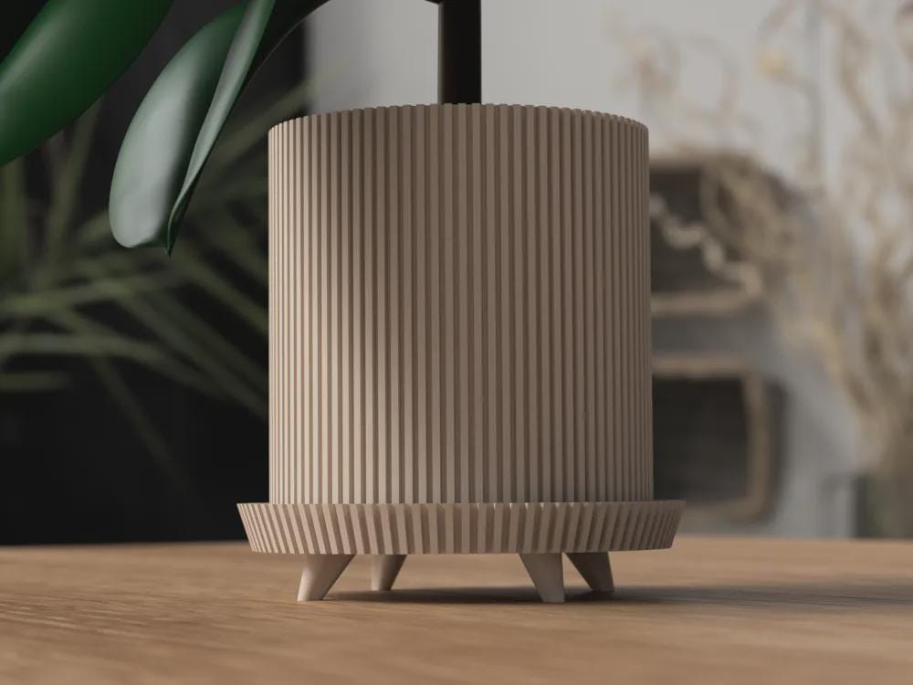 Ribbed Plant Pot with Legs | Japandi Planter | Indoor Flower Pot