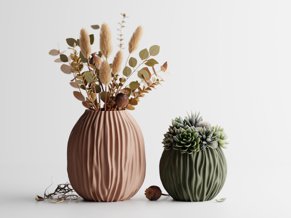 Ondula Ripple Vase | Organic Textured 3D Printed Vessel | Dried Flower Vase