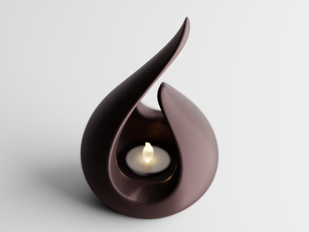 Pyrra Tealight Holder, Modern Flame Sculpture, LED Candle Holder, Contemporary Home Decor