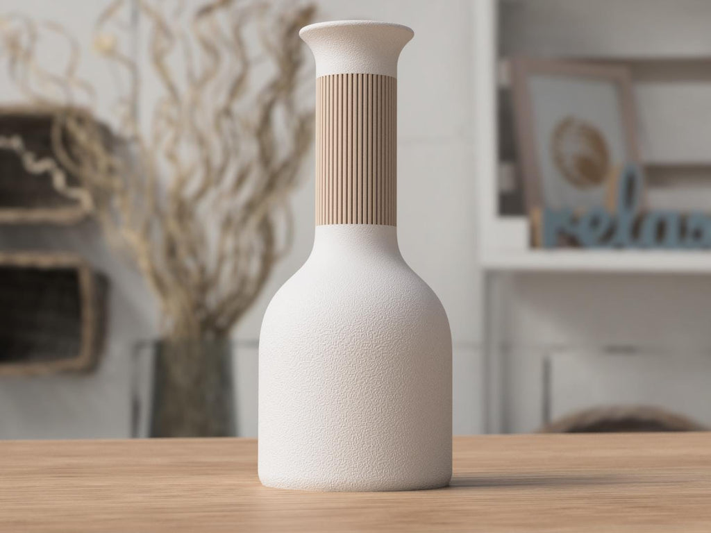Two Tone Japandi Vase, Textured Ribbed 3D Printed Bud Vase, Minimalist Decor