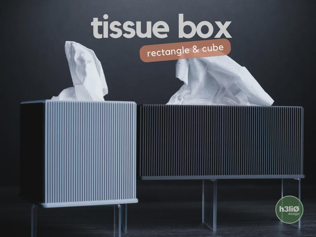 Modern Tissue Holder, Ribbed Kleenex Organizer, Minimalist Bathroom Accessory, Square & Rectangle Design