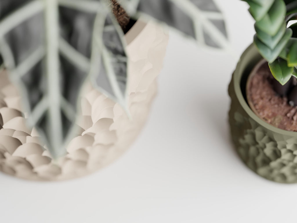 Cratera Textured Planter Pot, Stone Effect 3D Printed Plant Pot, Indoor Decorative Houseplant