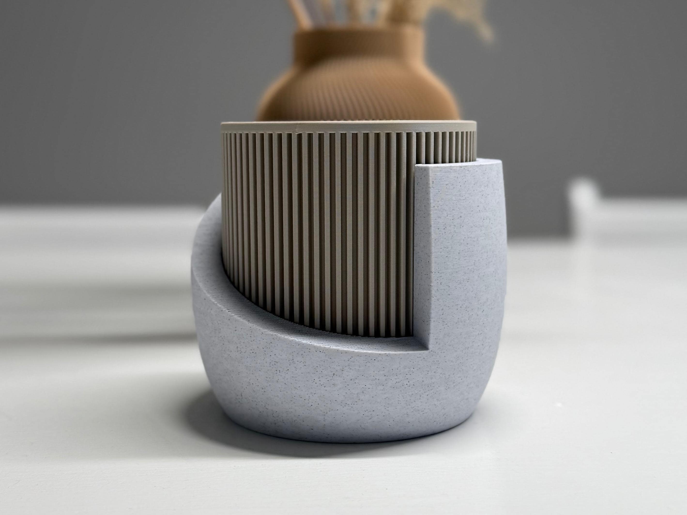 Modern Japandi Plant Pot | Ribbed Minimalist Planter | Scandinavian Indoor Home Decor