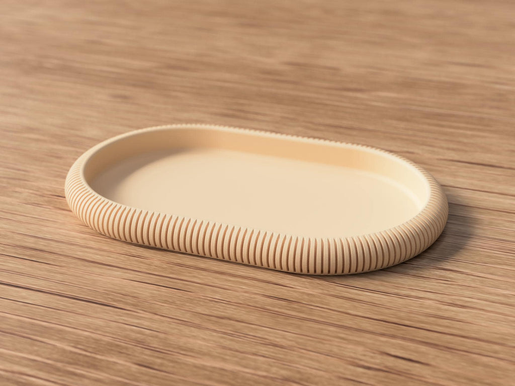 Decorative Tray - Minimalist Ribbed Oval Catchall - Scandinavian Home Decor