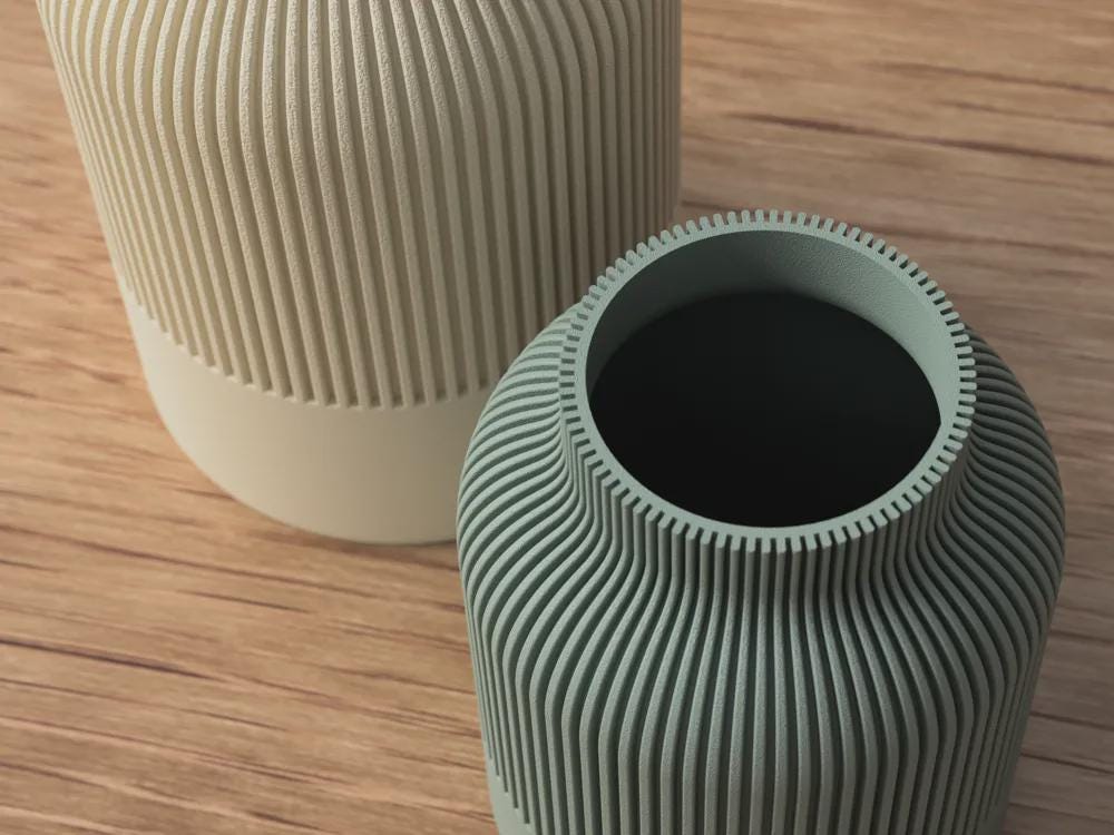 Japandi Ribbed Vase – Modern Scandinavian Home Decor – Textured Minimalist Vase