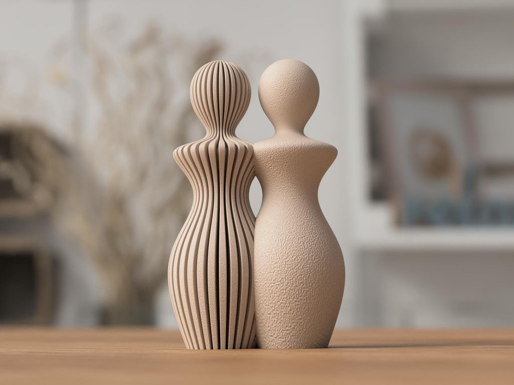 Minimalist Couple Statue – Modern Abstract Lovers Sculpture – Japandi Home Decor – Wedding / Anniversary Present